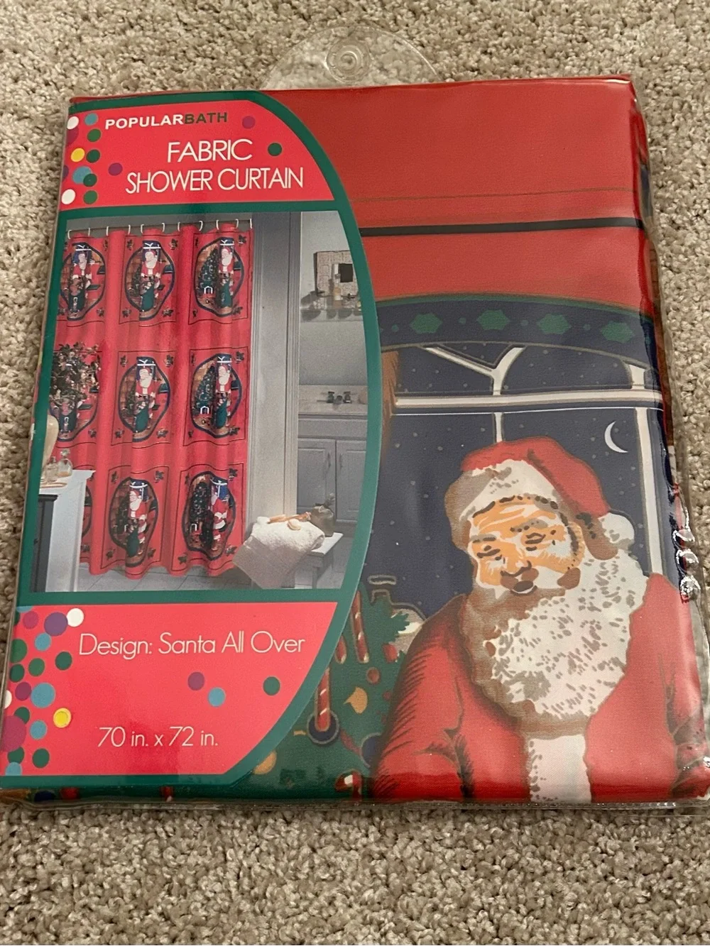 'Santa All Over' Christmas Fabric Shower Curtain
